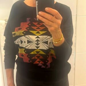 Vintage print slightly cropped cozy back sweatshirt